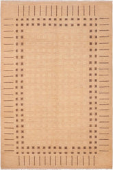 handmade Transitional Kafkaz Tan Brown Hand Knotted RECTANGLE 100% WOOL area rug 6 x 9